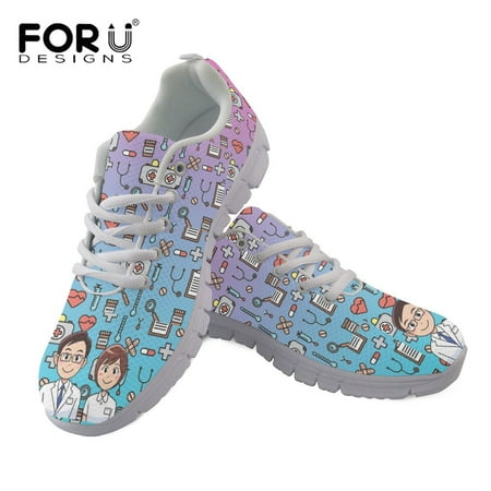 

Cartoon Nurse Doctor Medical Pattern Ladies Sneakers Lightweight Mesh Flat Shoes Women Spring/Summer Lace-up Shoes