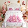 thumbnail image 2 of Manfei Christmas Tree Comforter Set Queen, Pink, 3 Piece, 2 of 6