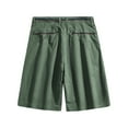 thumbnail image 3 of HOOMEUMY Men's Summer Khaki Shorts Straight Fit Breathable Stretch Flat Front with Belt Loops Zip Fly Multi Pockets Green XXL, 3 of 3