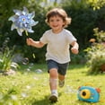 thumbnail image 4 of 10 Pack Plastic Reflective Pinwheel Spinner Toy with Pointed Blades,Outdoor Garden Yard Decoration Rainbow Windmill Party Favor Birthday Gift 8 Blades 22 Inch, 4 of 7