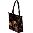 thumbnail image 3 of Skull Head Canvas Leather Mix Hand Bag Twill Sponge Jeanette 30x10.5x39cm/11.8x4.1x15.4in, 3 of 5