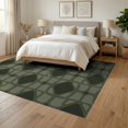 thumbnail image 3 of ODIKA 6'x9' Olive Green Geometric Diamond Medallion Washable Area Rug Interlocking Quatrefoil Pattern Contemporary for Dining Room, Under Table, Office Décor, Non-Slip Chair-Friendly, 3 of 7