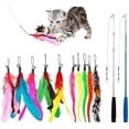 thumbnail image 1 of ORUYROP Feather Teaser Cat Toy, 2PCS Retractable Cat Wand Toys and 10PCS Replacement Teaser with Bell Refills, Interactive Catcher Teaser and Funny Exercise for Kitten or Cats, 1 of 7