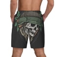thumbnail image 3 of Swim Trunks with Compression Liner Swimming Shorts Bathing Suit Skull Veteran Army Leaf, 3 of 7