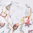 thumbnail image 4 of Weebloom Halloween Pajamas For Women Set Print Short Sleeve Button Up Tops And Shorts Pajama Casual Digital Floral Comfort Fit Sleepwear Nightwear Pjs Loungewear White M, 4 of 5