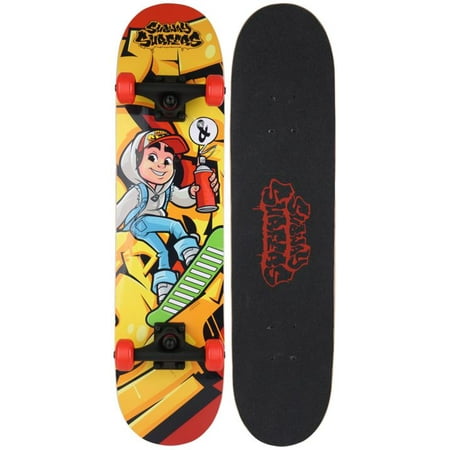 Subway Surfer 31" Jake Neon Popsicle Skateboard with Pro Trucks- Multicolor, Ages 5+, Full Black Grip Tape, Glossy Wood Finish, 50mmx30mm Red Wheels with Traction Grooves, ABEC 3 Bearings