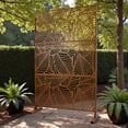 thumbnail image 2 of Tcbosik Metal Privacy Screen Outdoor, 76"H x 48"W Freestanding Decorative Privacy Screen for Patio Deck Balcony Garden, Brown, 2 of 8