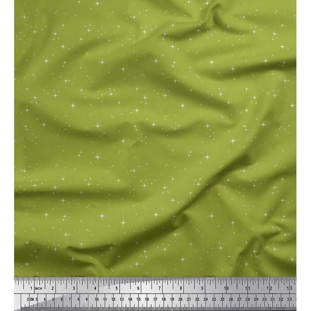 Soimoi Crepe Silk Fabric Stars Shirting Print Fabric by Yard 42 Inch Wide