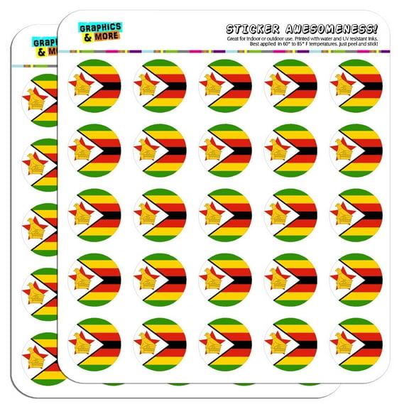 Zimbabwe National Country Flag 1" Scrapbooking Crafting Stickers