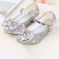 thumbnail image 4 of YMNXA Kids Children Girls Sandals Soft Sole Non Slip Closed Toe High Heel Sequins Bow Design Fashion Comfortable Shoes For Wedding Birthday Party,Silver,10-10.5 Years, 4 of 8