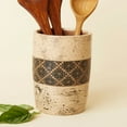 Cream Black Checker Terracotta Utensil Holder