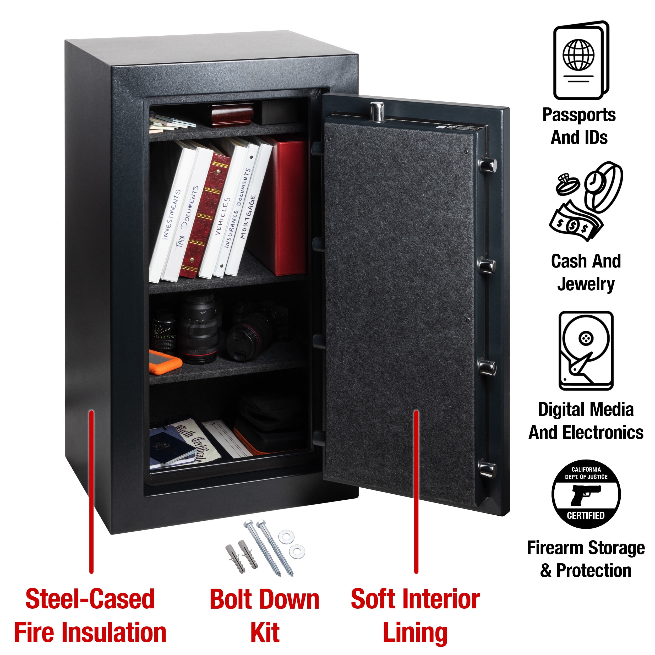 SentrySafe EF4738E Extra Large Fire/Water Resistant Safe with Digital Keypad, 4.7 Cu-Ft., Black