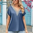 thumbnail image 2 of SWSMCLT Women's V Neck T Shirt Sexy Shirt Summer Batwing Sleeve Work Thin Soft Fashion Loose Spandex Tee Dark Blue X-Large, 2 of 4