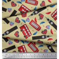 thumbnail image 3 of Soimoi Polyester Crepe Fabric Bus,Telephone Booth & London Clock Tower Architectural Printed Fabric 1 Yard 52 Inch Wide, 3 of 3
