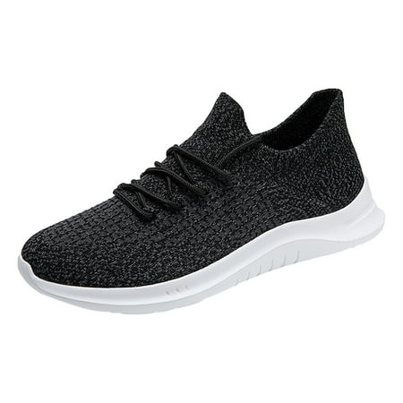 

Cathalem Fashion Spring And Summer Men Sports Shoes Flat Lightweight Mesh Breathable Lace Up Comfortable Solid Color Simple Style Black 43