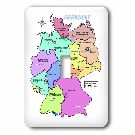 3dRose, Colorful Map Of Germany, single toggle switch
