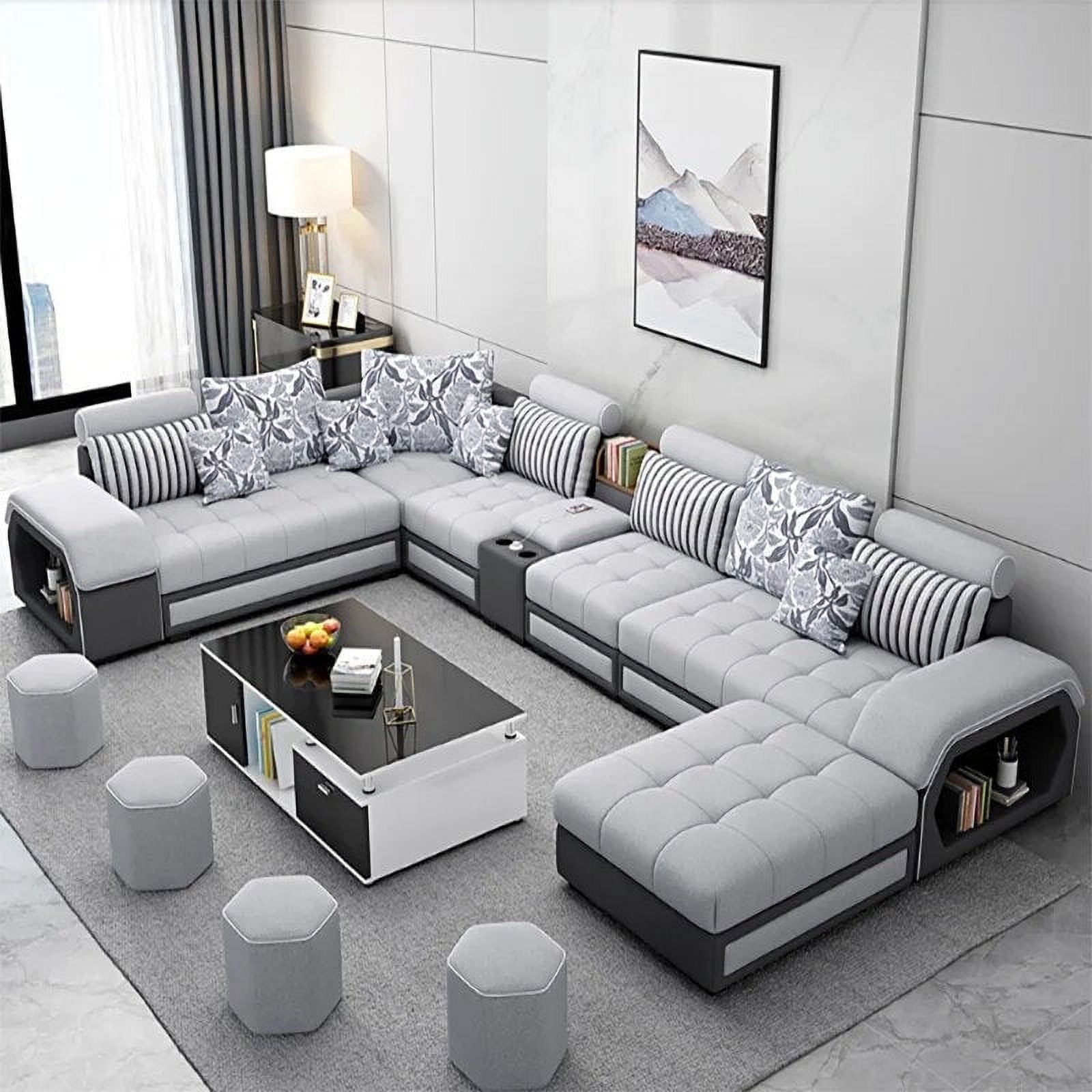 KAISERINC Fabric Adjustable Sectional Sofa