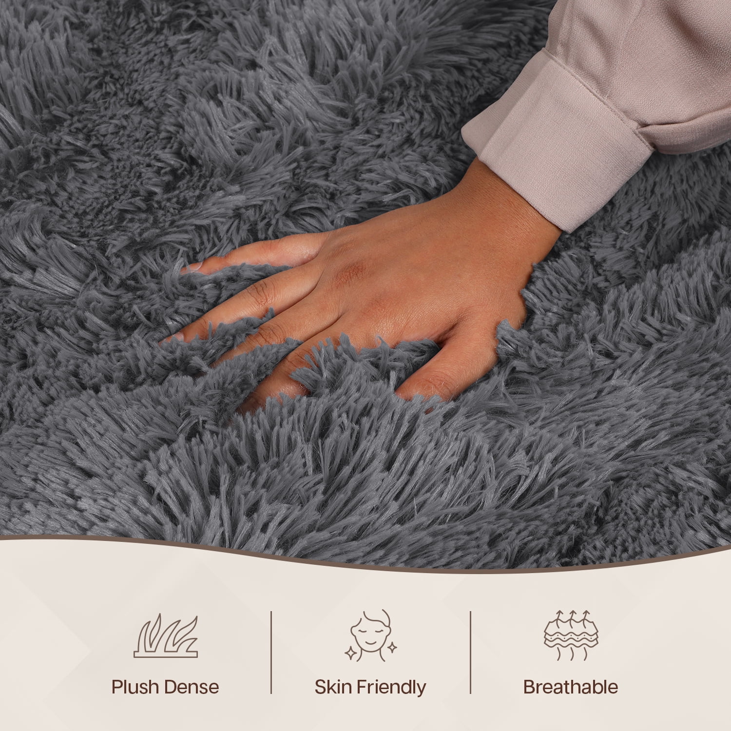 Moonlight20015 Area Rug 6x9ft non-slip Soft Fluffy Shaggy for Living Room Bedroom Décor Gray