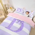 thumbnail image 3 of Erosebridal Bling Glitter Print Stripes Twin Bedding For Boys Girls,Teens Purple Bow D Letter Monogrammed Duvet Cover Set,Pink Reversible,2pcs,No Comforter, 3 of 5