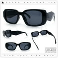 thumbnail image 2 of Womens Mod Rectangle Geo Bevel Cut Plastic Fashion Sunglasses All Black, 2 of 8
