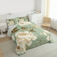 thumbnail image 4 of Manfei Green Beige Queen Comforter Set,Rustic Flower Floral Bedding Sets,Natural Botanical Bedding Comforter Set For Boys,Microfiber Bedroom Decor Reversible,3-Piece, 4 of 9
