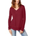 thumbnail image 1 of I.N.C T-Shirt Basique à Bordure Transparente pour Femmes, Rouge, Très Grand, 1 of 1
