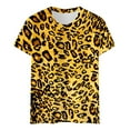 thumbnail image 4 of UANWENN T-Shirt à Col Rond Décontracté pour Femmes, Classique Polyvalent, Quotidien, à Manches Courtes, Uni, à Rayures, Léopard Camouflage, à Blocs de Couleur, 2 T-Shirts Superposables pour Femmes, Paquet Court, Vêtement, Chemise, Jolis Hauts pour Femmes Été, 4 of 5