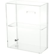 Plymor Clear Acrylic Locking Display Case with Sliding Back, 1 Shelf, 12.75" H x 10.25" W x 5" D