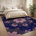 thumbnail image 3 of ODIKA 8'x10' Washable Area Rug Non-Slip Chair-Friendly Mat Japanese Cherry Concentric Border Petal Tufted Chinese Asian for Dining Room, Large Office, Lounge, 3 of 7