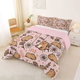 thumbnail image 2 of Manfei Lovely Capybara Queen Comforter Set,Cartoon Initial T Comforter Sets Queen,Pink,Pink Reversible,3 Pieces,1 Comforter and 2 Pillowcases, 2 of 7