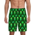 thumbnail image 1 of Balery leaves and glasses of beer for St. Patrick's Day Pantalones cortos de pijama de punto de algodón para hombre con cinturilla y bolsillos-Large, 1 of 6