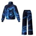thumbnail image 6 of Uorisanigo Lightning Wolf Two Piece Sets for Women Fall Outfits Lounge Sets Mock Neck Sweatshirt with Wide Leg Pants Oversized Tracksuit Lounge Wear Vacation Travel Airport Outfits, 6 of 8