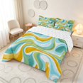 thumbnail image 3 of Manfei Abstract Swirl Queen Comforter Set, Teal Yellow Comforter Sets Queen, Reversible 3pcs, 1 Comforter and 2 Pillowcases, 3 of 6