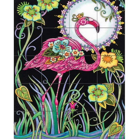 Tile Mural Kitchen Backsplash - Flamingo - by Marjorie Sarnat