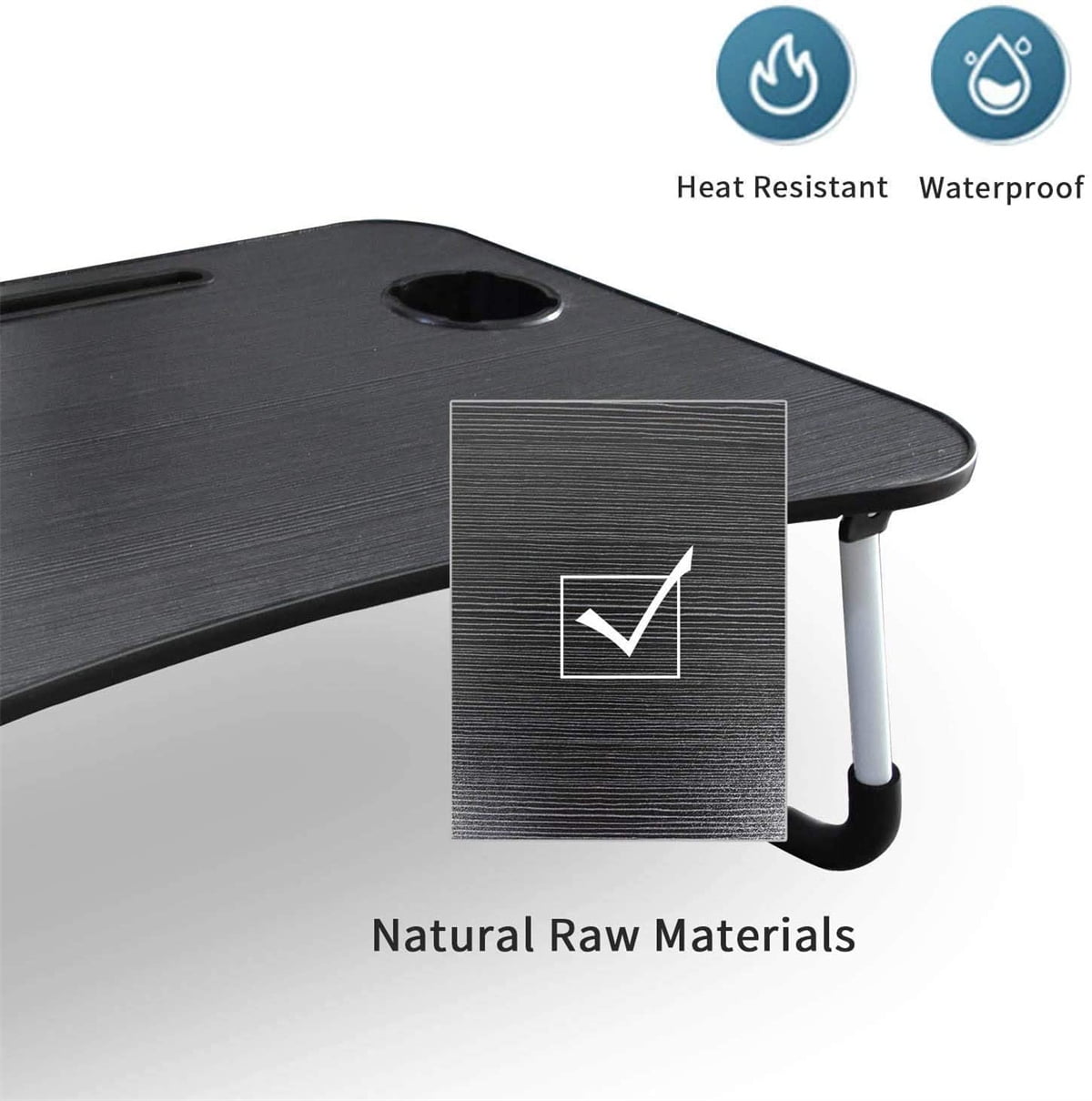 Foldable Laptop Lap Desk, Portable Computer Bed Table Tray with Phone Stand and Cup Holder for Sofa Couch Breakfast Dining