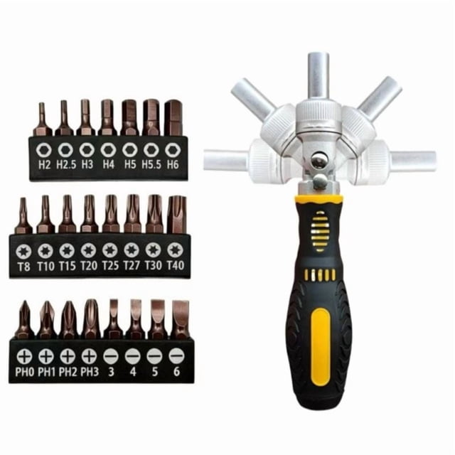 Juego de Destornilladores de Trinquete de Doble Vía, Herramienta Manual Magnética Multifunción para Reparación de Electrodomésticos y Muebles