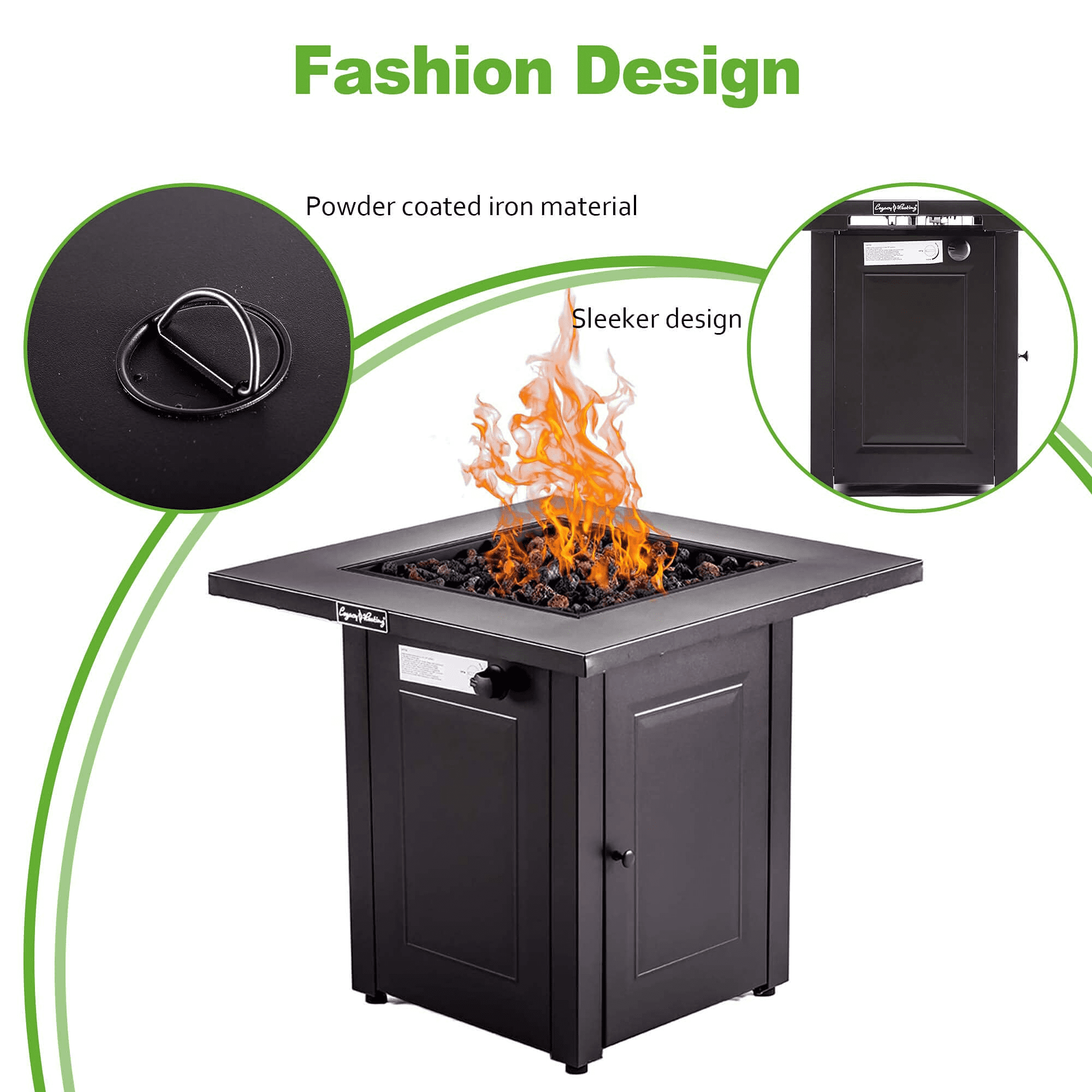 Aimee Lii 28" Propane Fire Pits Table, 50000 BTU Gas Square Outdoor Dinning Firepit Fireplace Dinning Tables with Lid, Lava Stone for Outside Garden Backyard Deck Patio