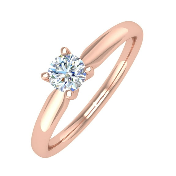 1/4 Carat 4-Prong Set Solitaire Diamond Engagement Ring Band in 14K Rose Gold (Ring Size 6.5)