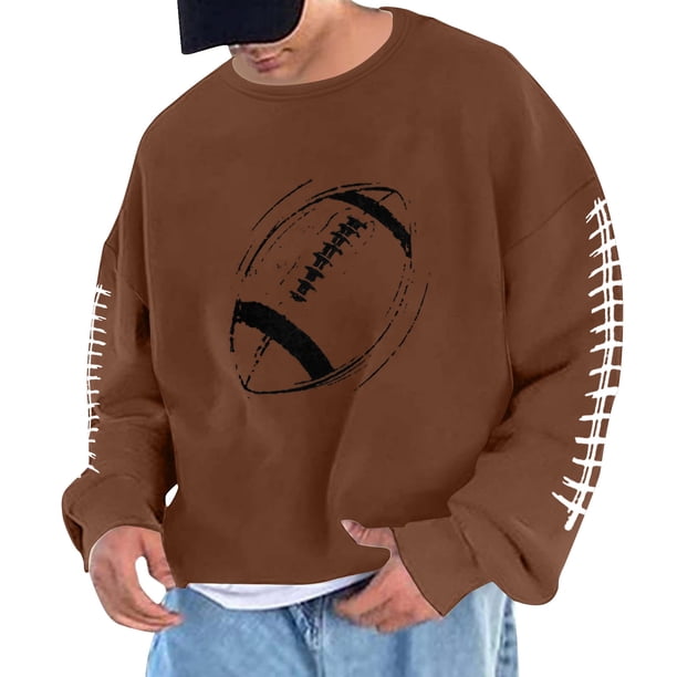 Sudadera sin capucha para hombre, cuello redondo, sudadera deportiva con estampado de fútbol, jersey de manga larga, blusa de poliéster para hombre