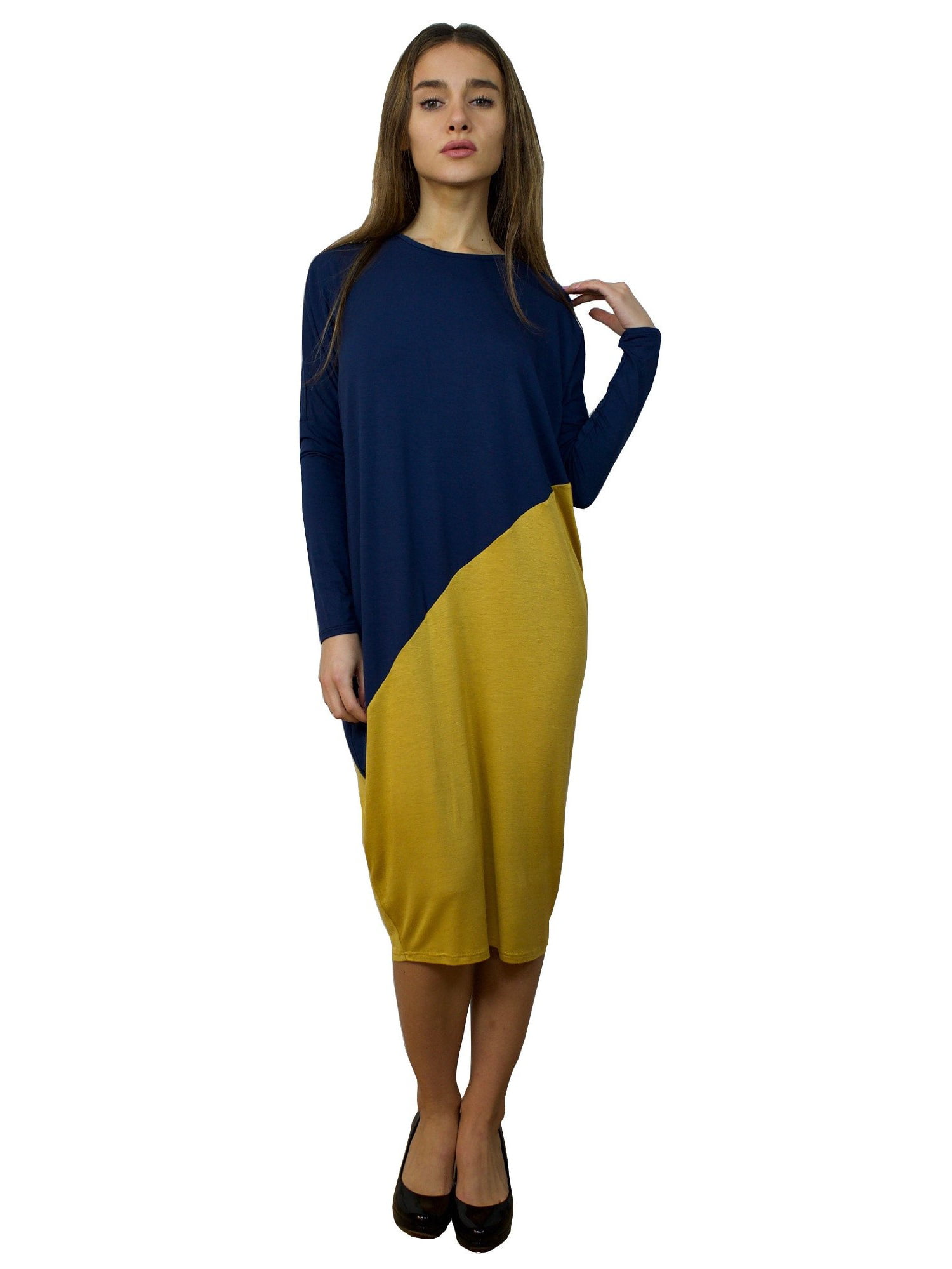 FashionOutfit Women's Fitted Sleeveless Casual Color Block Body-Con Midi Dress 