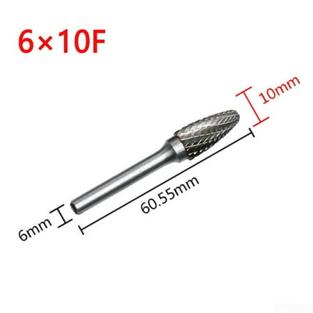 

JSSH 6x10mm Tungsten Carbide Burrs Rotary Drill Grinder Carving Bit Double Grain Cut