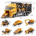 thumbnail image 2 of Construction Truck Toy Set with 6 Mini Die-Cast Vehicles - Pull-Back Engineering Cars in Storage Carrier - Kids Educational Toy Set for Boys and Girls Age 3+, 2 of 7