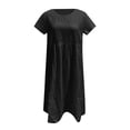 thumbnail image 4 of Women Summer Dress Casual Crew Neck Mid Length Dress Short Sleeve A Line Dress Beach Dress in Dresses Maxi Dresses Beach Womens Long Dresses Size Large Dresses Dress for Women Petite Summer Dresses, 4 of 4