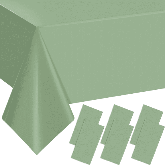 FBASport Sage Green Plastic Tablecloths for Rectangle Tables, Light Green Disposable Tablecloth, Waterproof Sage Green Table Cover for Birthday Bridal Wedding Baby Shower Party Decorations