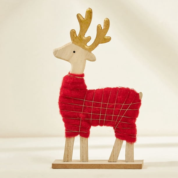 Adornos de escritorio para árbol de Navidad - Mini set de decoración de fieltro de lana de 8 piezas para la repisa, estantes y consola