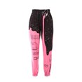thumbnail image 1 of Women Print Baggy Sweatpants High Waisted Contrast Color Workout Trousers, 1 of 9