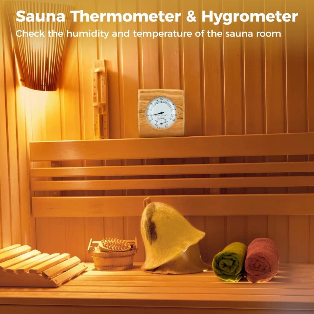 CATPAN 2 in 1 Wooden Sauna Hygrothermograph, Sauna Thermometer and Hygrometer, Indoor Humidity Temperature Measurement Sauna Room Equipment and Accessories