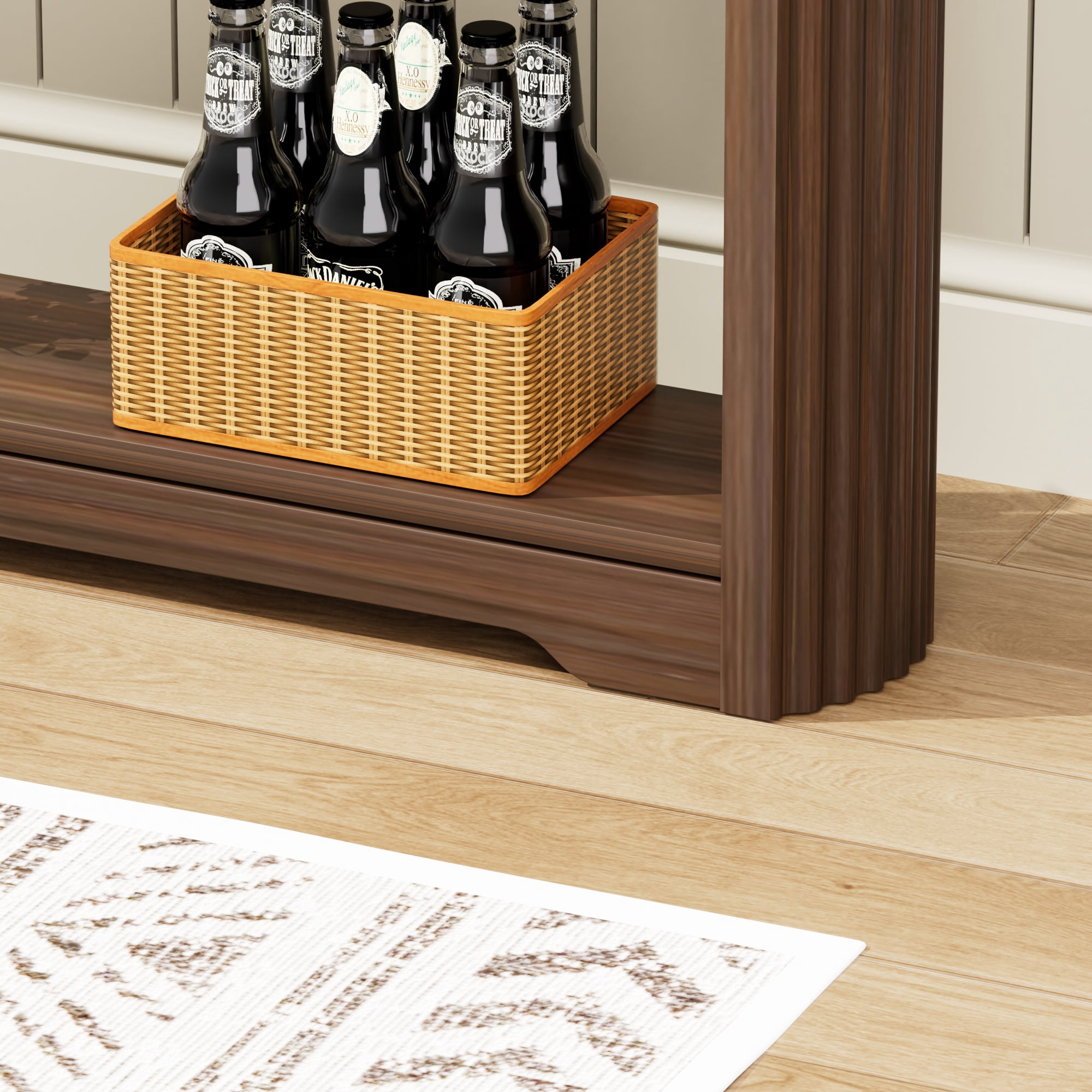 Aukfa 70.1" Modern Wooden Console Table with Drawers & Shelves, Slim Sofa Side Table for Entryway & Hallway,Walnut