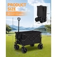 thumbnail image 3 of Folding Garden Wagon – Heavy Duty 440 lb Load, 150L – 7" PVC Wheels – Collapsible Handcart – Drink Holders & Side Pockets – Grocery, Camping & Outdoor, 3 of 7