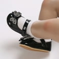 thumbnail image 5 of XIMIN Infant Toddler Baby Girl Dress Shoes Mary Jane First Walking PU Leather Princess Wedding Rubber Sole Non-Slip Ballet with Bowknot Floral Flats Baptism Shoes (6-12 Months, Black), 5 of 5